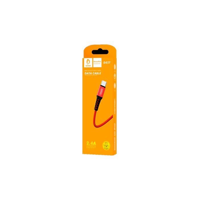 Дата кабель USB 2.0 AM to USB-C 1.0m 2.4A red Denmen (DN-D02T-RD) изображение 4