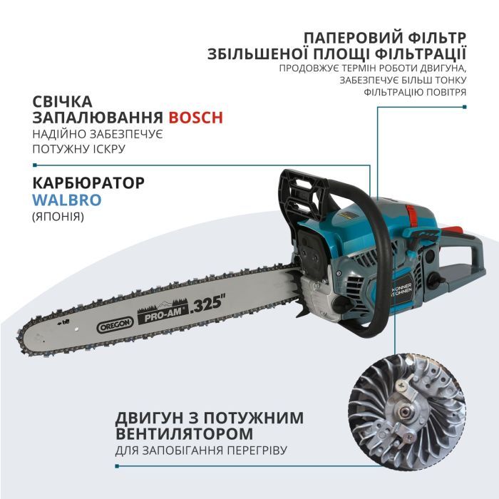 Набір інструментів Toptul Пила бензинова Konner&Sohnen KS CS31G-16-1 40см 54.5см3 5.6кг (KSCS31G-16-1) зображення 3