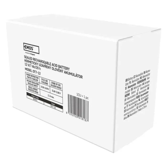 Батарея к ИБП EMOS B9691 AGM 12V 7Ah fast 4,7mm (B9691) изображение 10