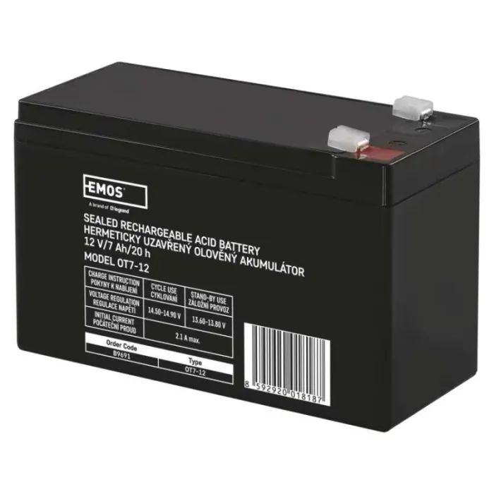 Батарея к ИБП EMOS B9691 AGM 12V 7Ah fast 4,7mm (B9691)