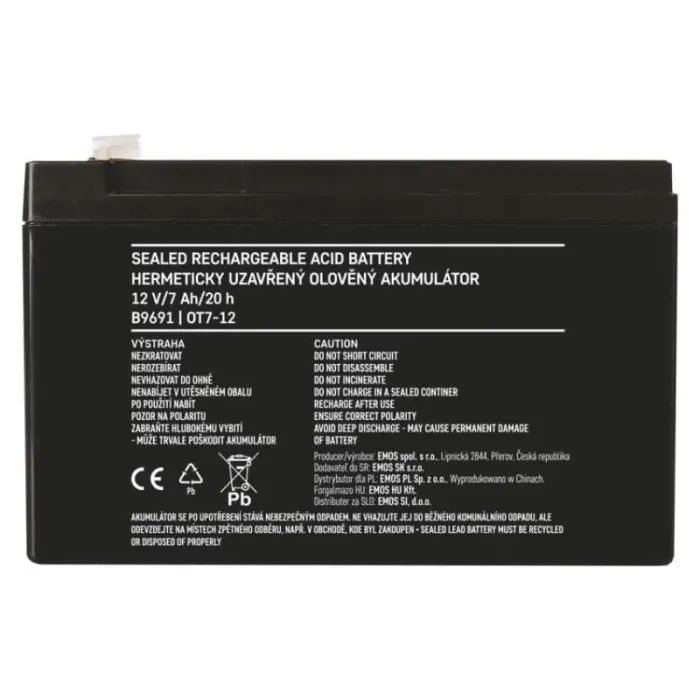Батарея к ИБП EMOS B9691 AGM 12V 7Ah fast 4,7mm (B9691) изображение 7