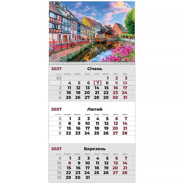 Календарь Axent настенный квартальный 2027 г.,1 пр. Romantic 3 (8801-27-15-A)