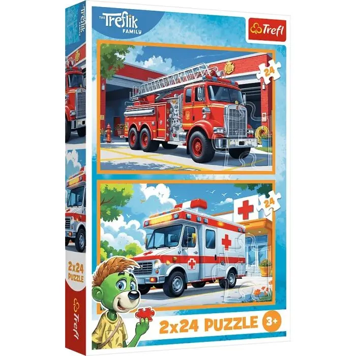 Пазл Trefl KAZSTUDIO Машини рятувальників 2х24 елемента (5900511344479)