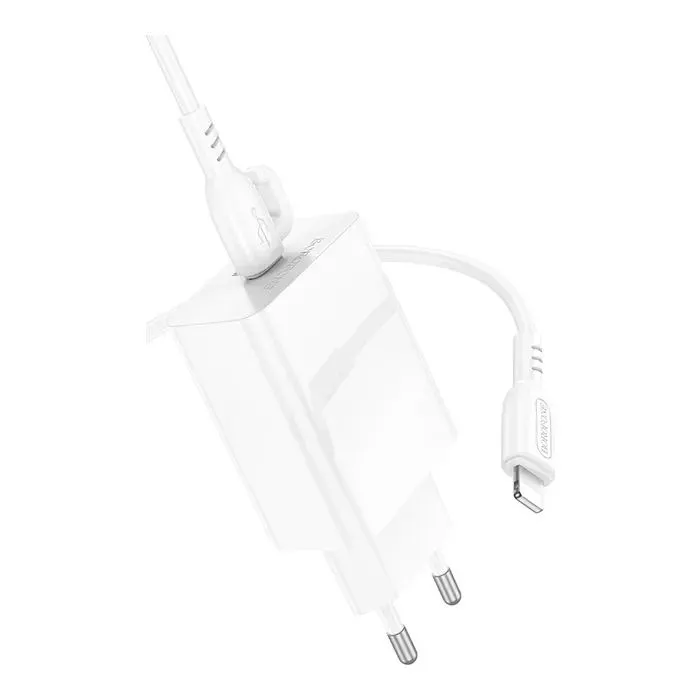 Зарядное устройство BOROFONE USB-C PD20W + cable USB-C to Lightning white (6941991111419) изображение 4