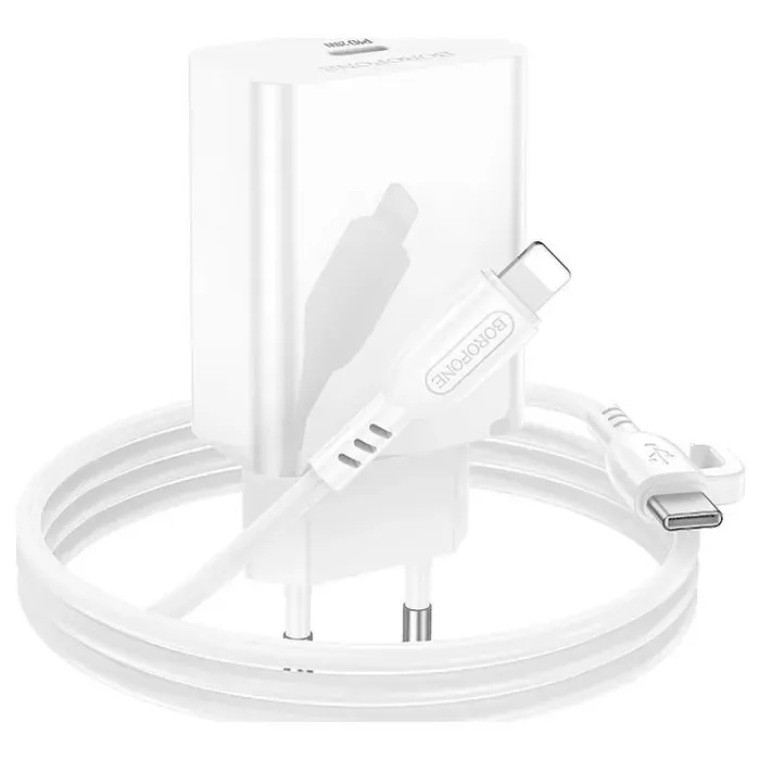 Зарядное устройство BOROFONE USB-C PD20W + cable USB-C to Lightning white (6941991111419) изображение 6