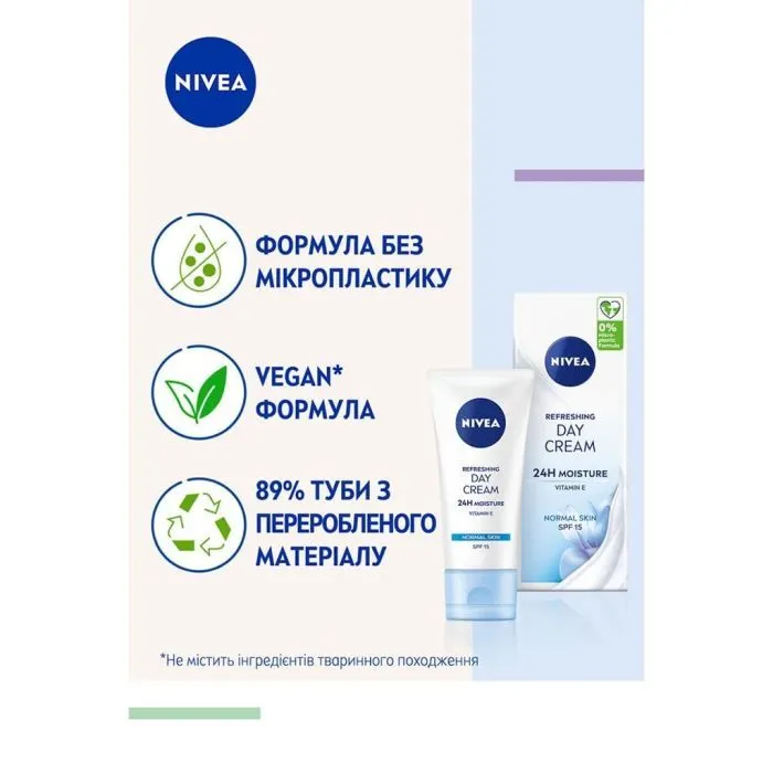Крем для обличчя Nivea Refreshing 24H Moisture Day Cream SPF15 50 мл (9005800227092) зображення 6