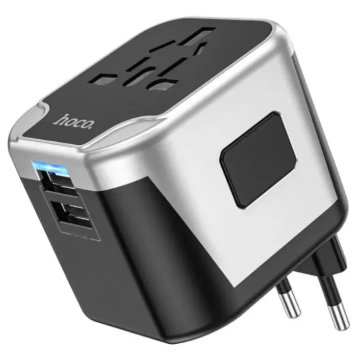 Сетевой фильтр питания HOCO AC5 1 роз, 2 USB, 1,5м, Black/Gray (AC5ABG) изображение 2