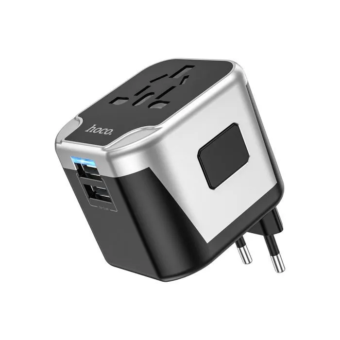 Сетевой фильтр питания HOCO AC5 1 роз, 2 USB, 1,5м, Black/Gray (AC5ABG) изображение 3
