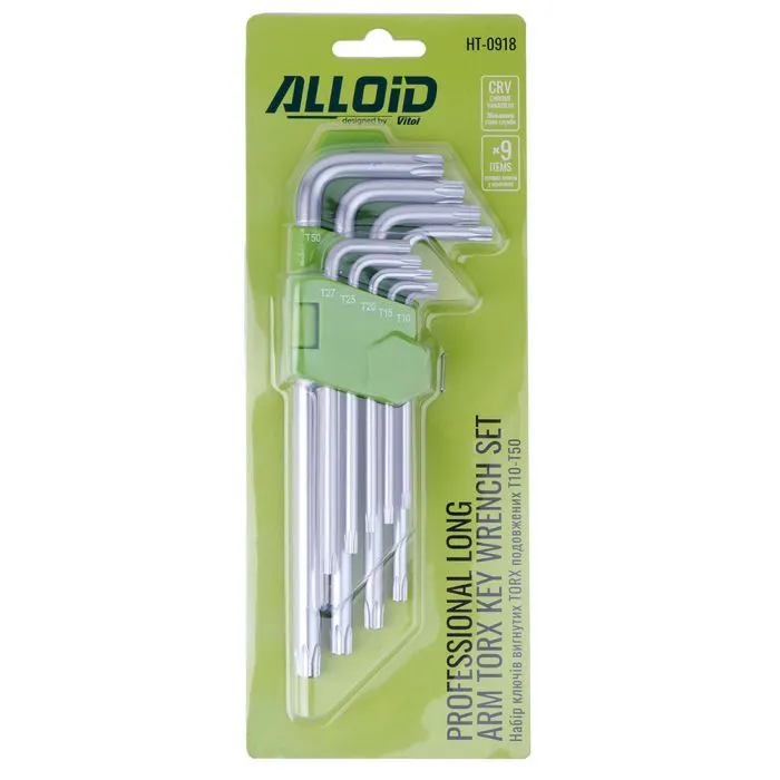 Ключ Alloid вигнутий TORX, подовжених, 9шт. (HT-0918) зображення 2