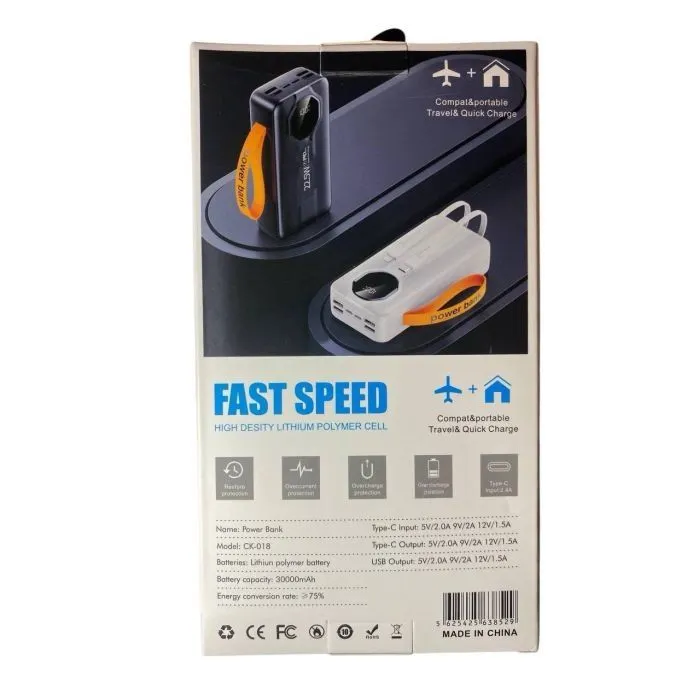 Батарея универсальная XoKo 30000mAh, 22,5W, PD, QC, black (WK-CK-018) изображение 13