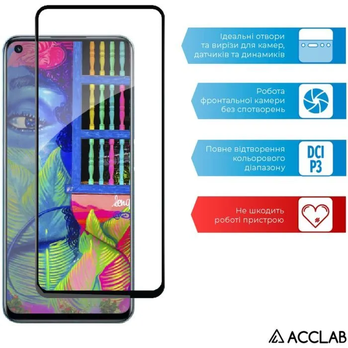 Стекло защитное ACCLAB Full Glue Realme 9i Black (1283126531156) изображение 5