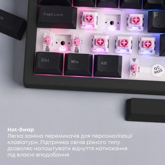 Клавіатура Ajazz AK690 Peach Mist Switch USB UA White (AK690-PM-W) зображення 13