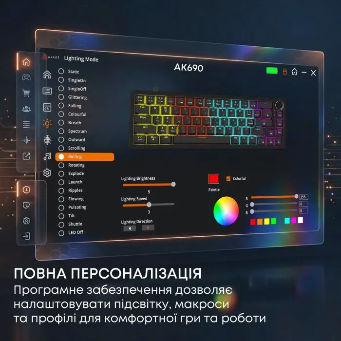 Клавіатура Ajazz AK690 Peach Mist Switch USB UA White (AK690-PM-W) зображення 8