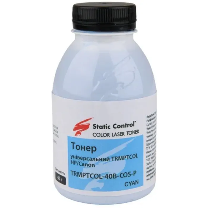 Тонер HP/Canon TRMPTCOL Universal 40г Cyan Static Control (TRMPTCOL-40B-COS-P)
