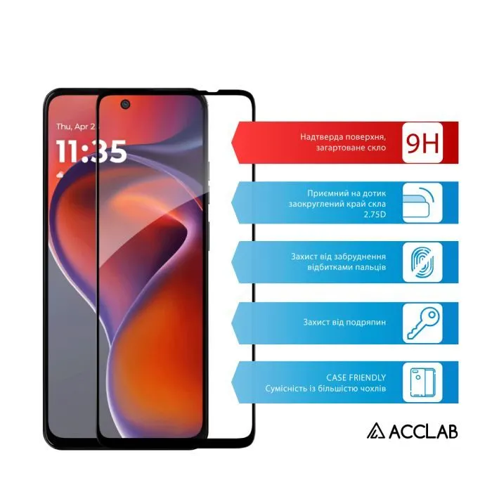 Скло захисне ACCLAB Full Glue ESD Moto G15 Power Black (1283126621413) зображення 3