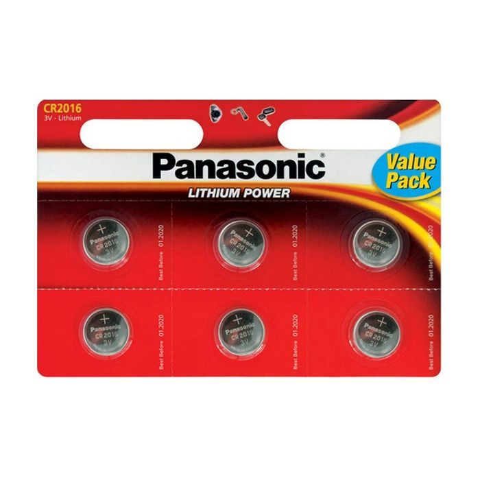 Батарейка Panasonic CR 2016 * 6 LITHIUM (CR-2016EL/6B)