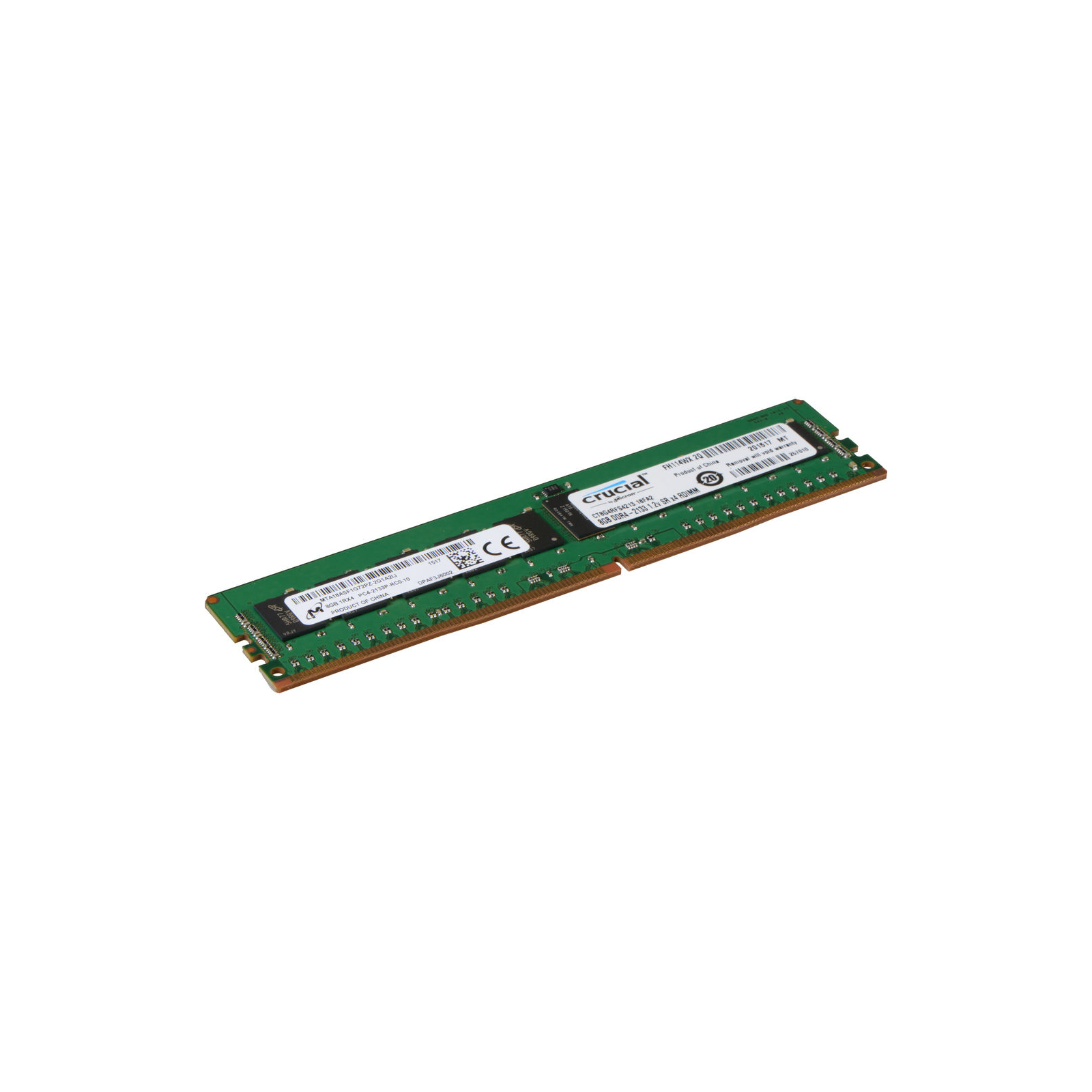 Модуль пам'яті для сервера DDR4 8GB ECC RDIMM 2133MHz 1Rx4 1.2V CL15 Micron (CT8G4RFS4213)