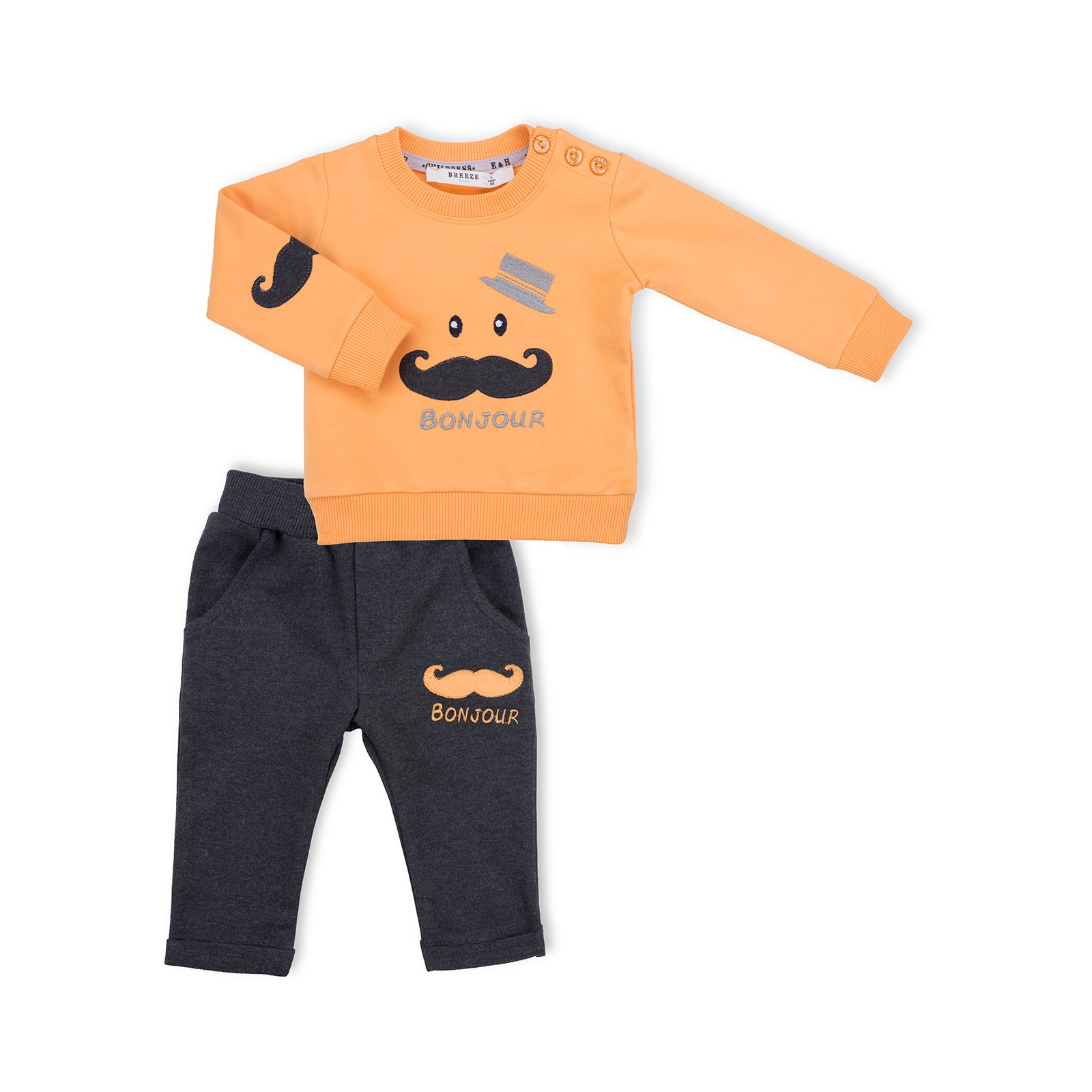Набор детской одежды Breeze с аппликацией усов (10434-80B-yellow)