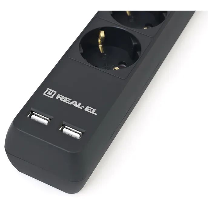 Мережевий фільтр живлення REAL-EL REAL-EL RS-6 PROTECT USB, 5m, black (EL122300018) зображення 3