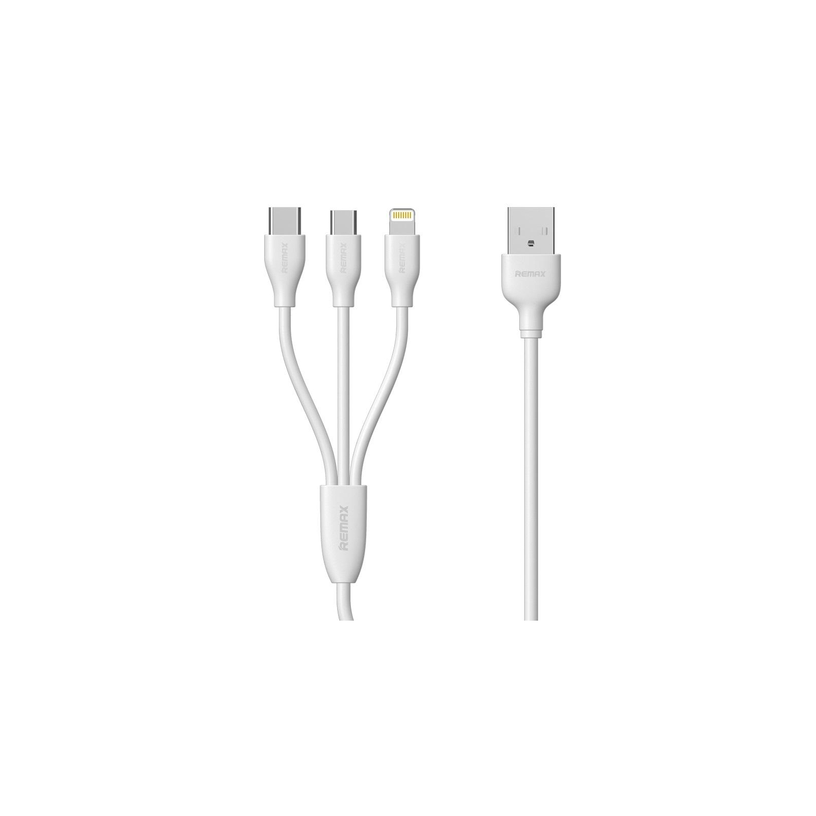 Дата кабель USB 2.0 AM to Lightning + Micro 5P + Type-C 1.0m white Remax (RC-109TH-WHITE)