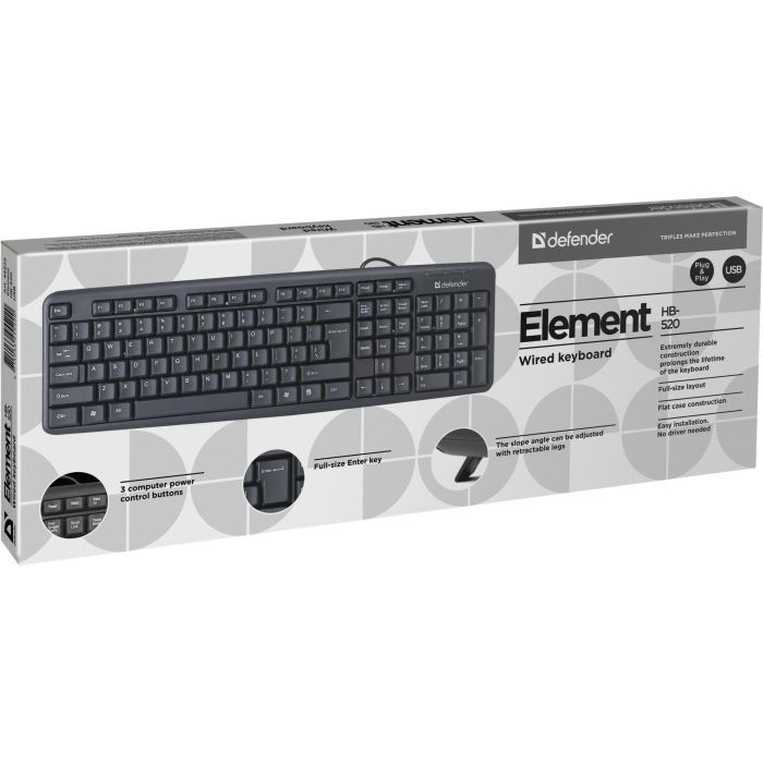 Клавиатура Defender Element HB-520 USB UKR Black (45529) изображение 2