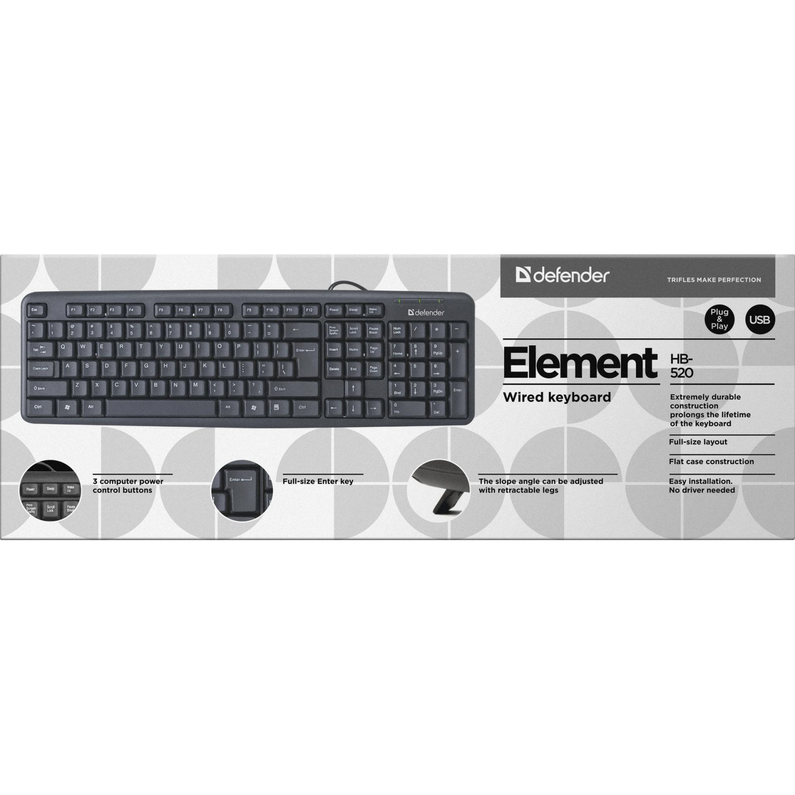 Клавиатура Defender Element HB-520 USB UKR Black (45529) изображение 3