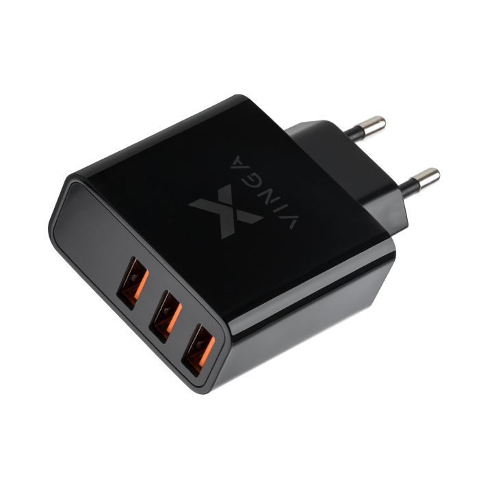 Зарядное устройство Vinga 3 Port Display Wall Charger 17W Max (VWCAAADBK) изображение 3