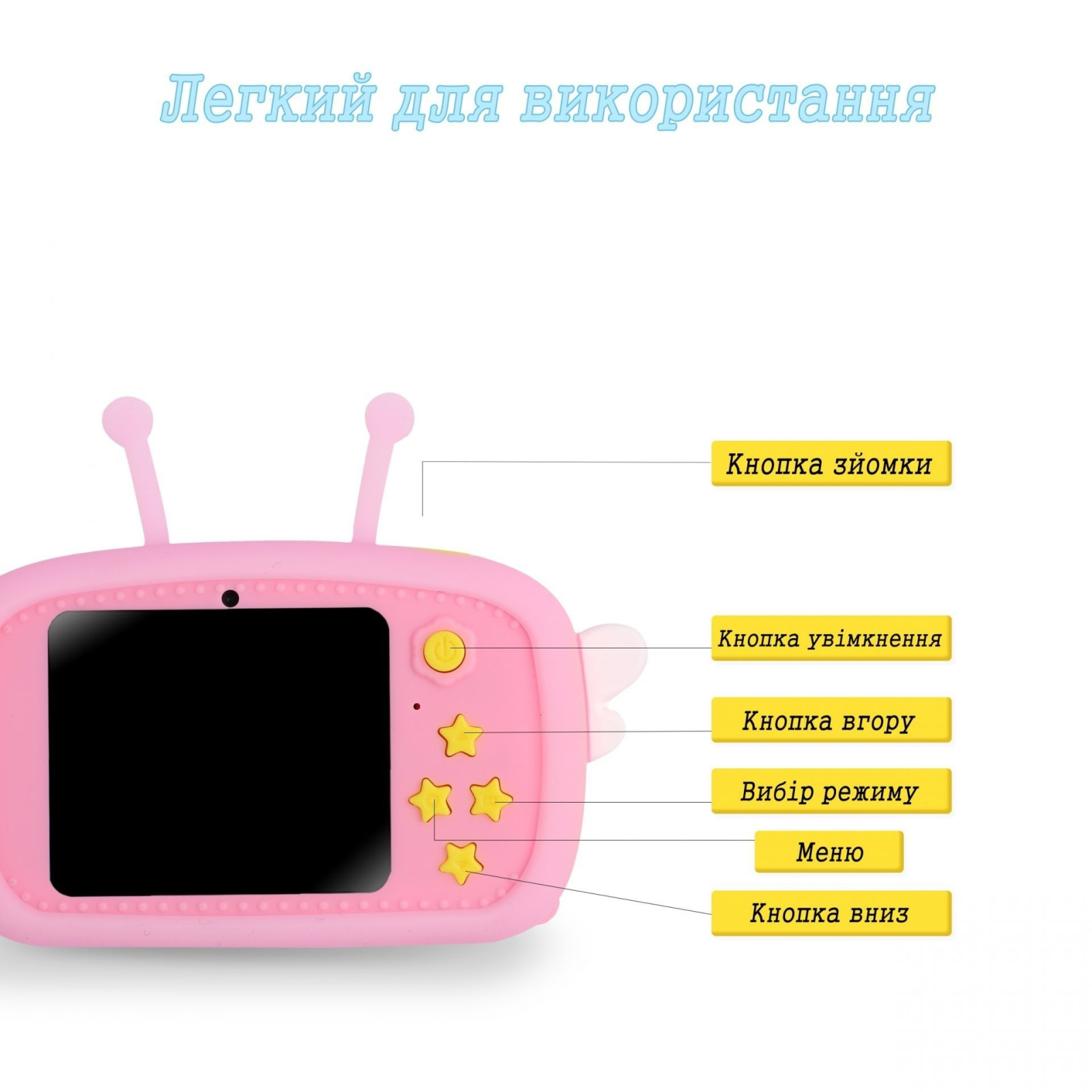 Интерактивная игрушка XoKo Bee Dual Lens Цифровой детский фотоаппарат розовый (KVR-100-PN) изображение 3