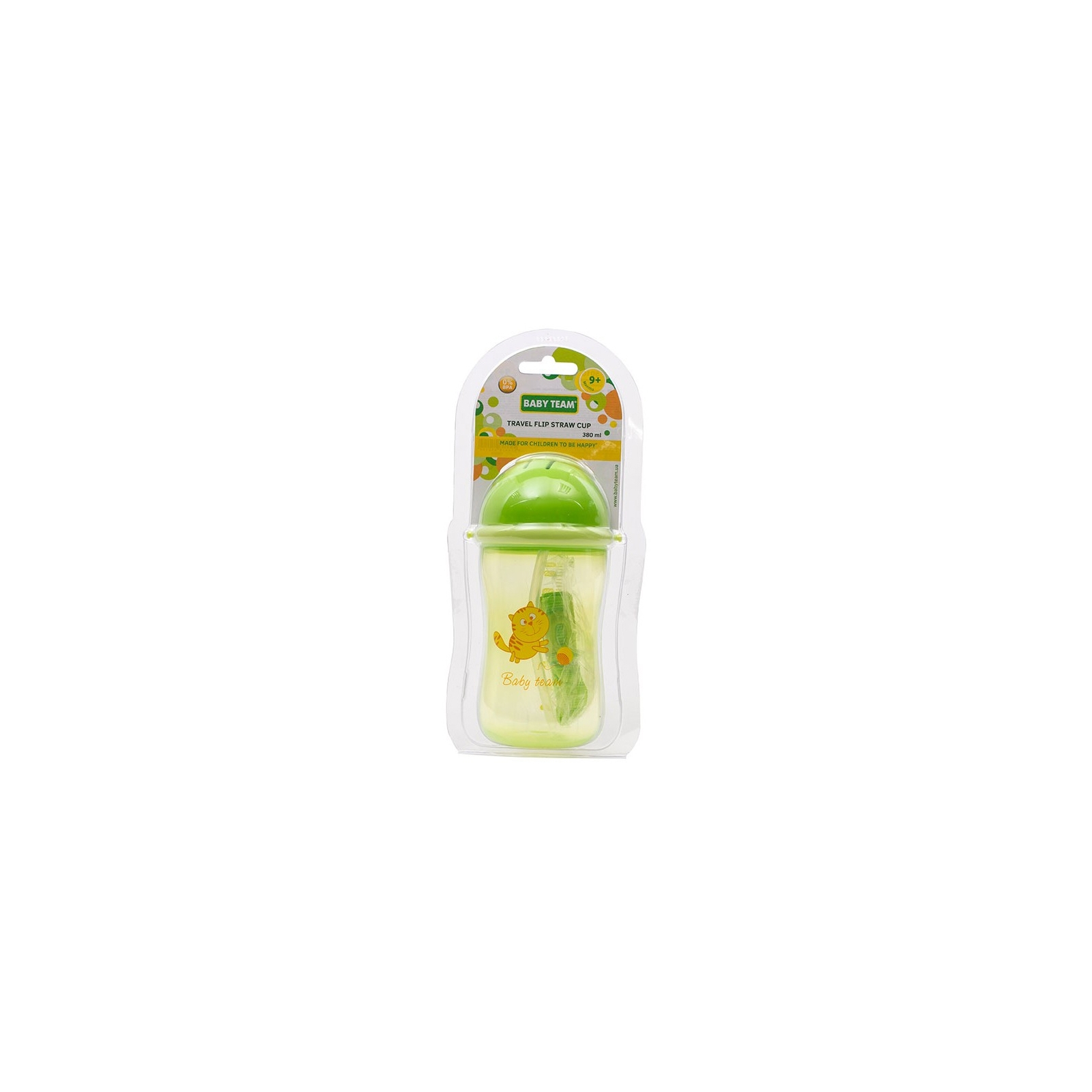 Поильник-непроливайка Baby Team с силиконовой трубочкой, 380 мл 9+ (5010_зеленый) изображение 3