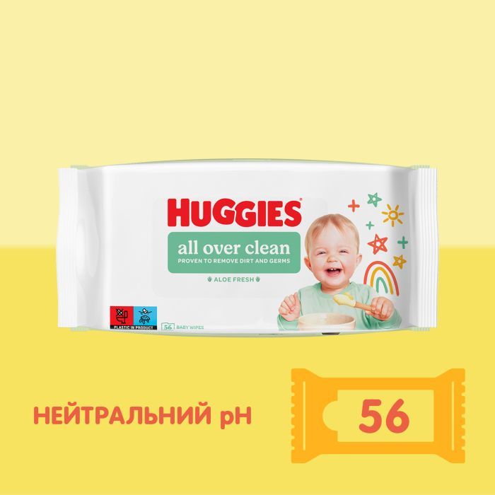 Дитячі вологі серветки Huggies OverClean 56 шт (5029053567822) зображення 3