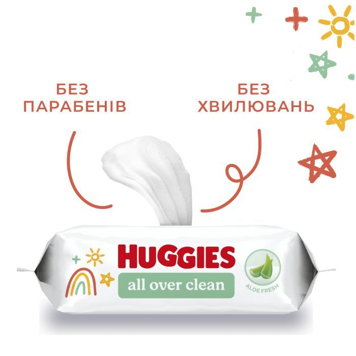 Дитячі вологі серветки Huggies OverClean 56 шт (5029053567822) зображення 6