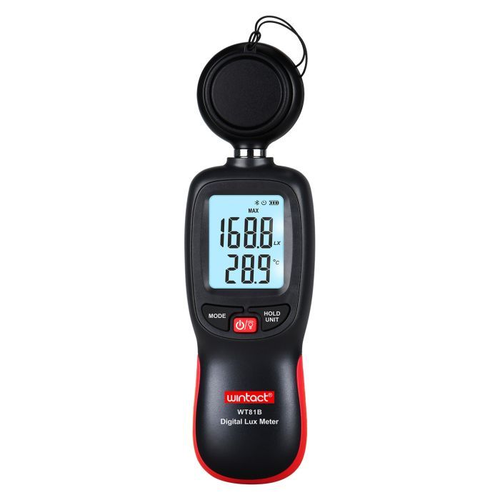 Вимірювач освітленості Wintact цифровий + термометр, Bluetooth 200000 Lux (WT81B)