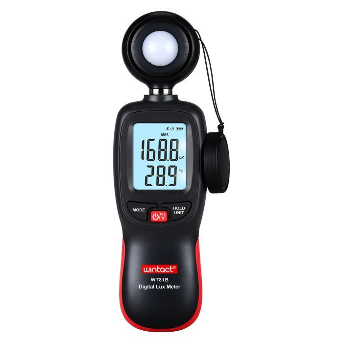 Вимірювач освітленості Wintact цифровий + термометр, Bluetooth 200000 Lux (WT81B) зображення 2