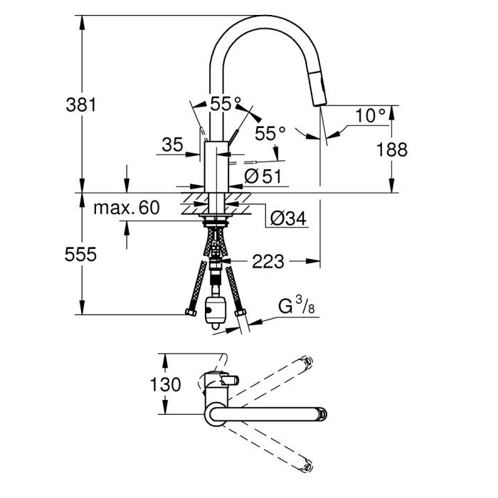 Змішувач Grohe Eurosmart Cosmo (31481001) зображення 2