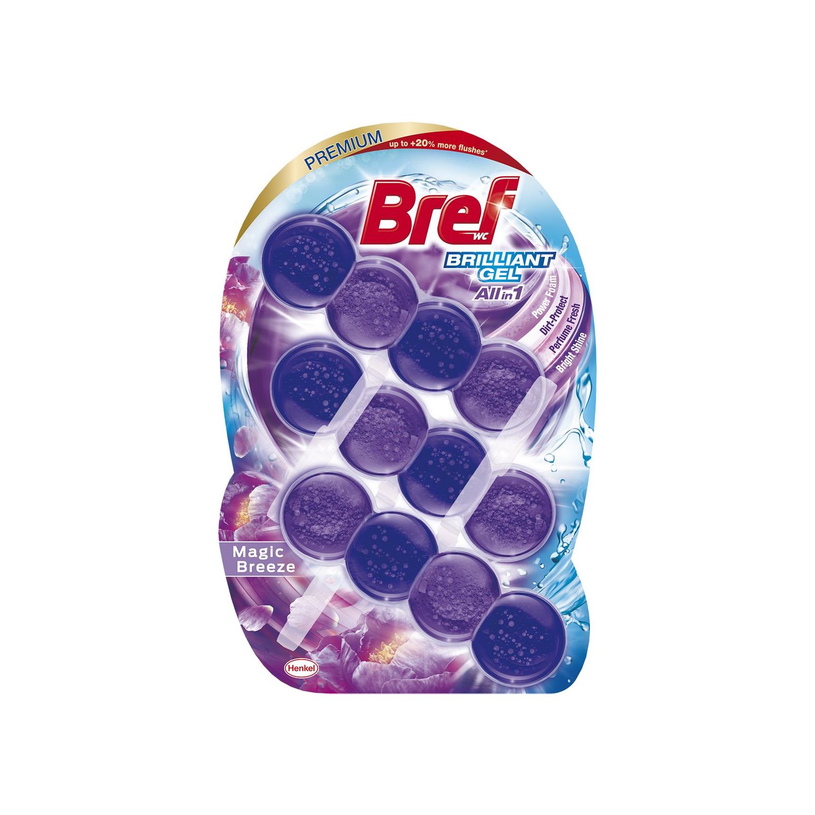 Туалетний блок Bref Блискучий гель Чарівний бриз 42 г х 3 шт ...