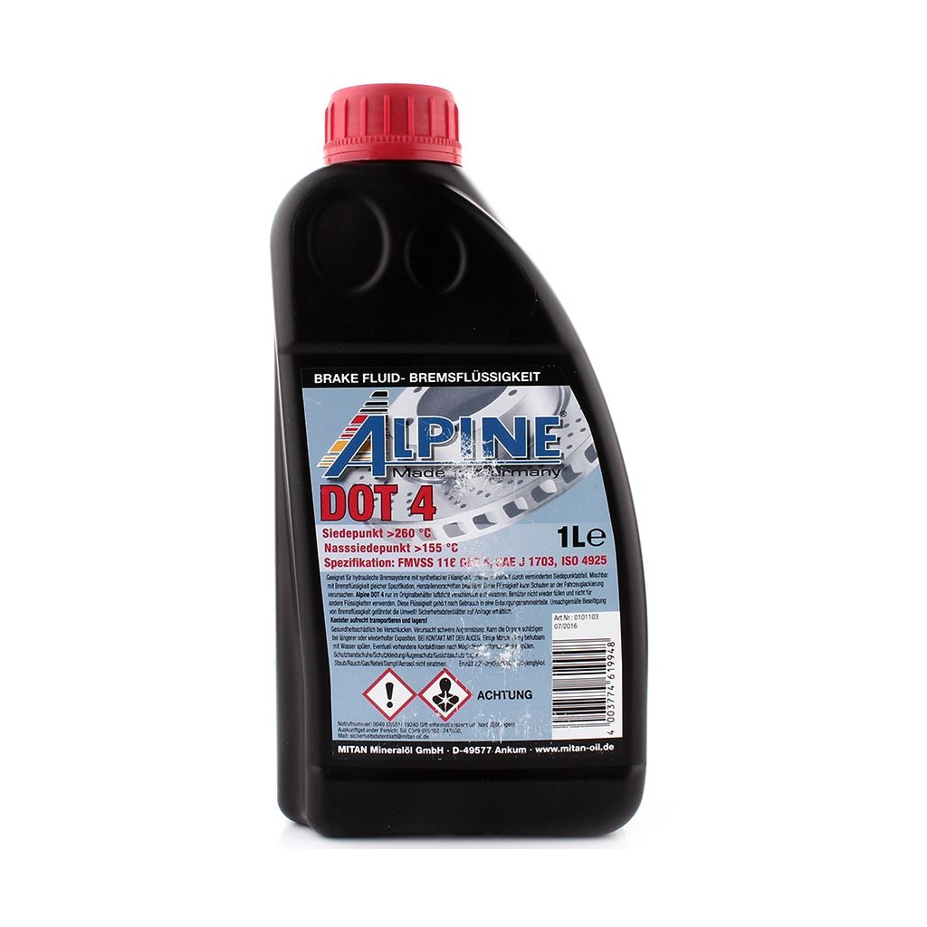 Гальмівна рідина Alpine Brake Fluid DOT 4 0,25л (1107-025)