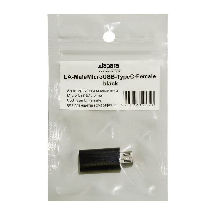 Перехідник Lapara Micro USB Male to USB 3.1 Type-C Female black (LA-MaleMicroUSB-TypeC-Female black) зображення 3