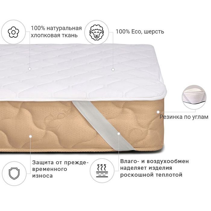 Наматрацник MirSon Стандарт Natural Line Wollen 956 60х120 см (2200000832962) зображення 2