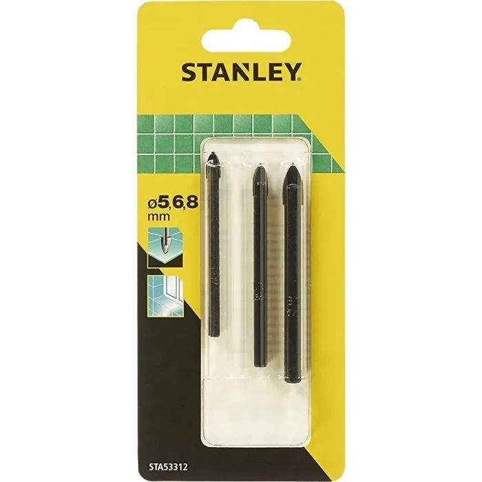 Набор сверл Stanley по плитке d=5/6/8мм, L=70/76/80 мм (STA53312)