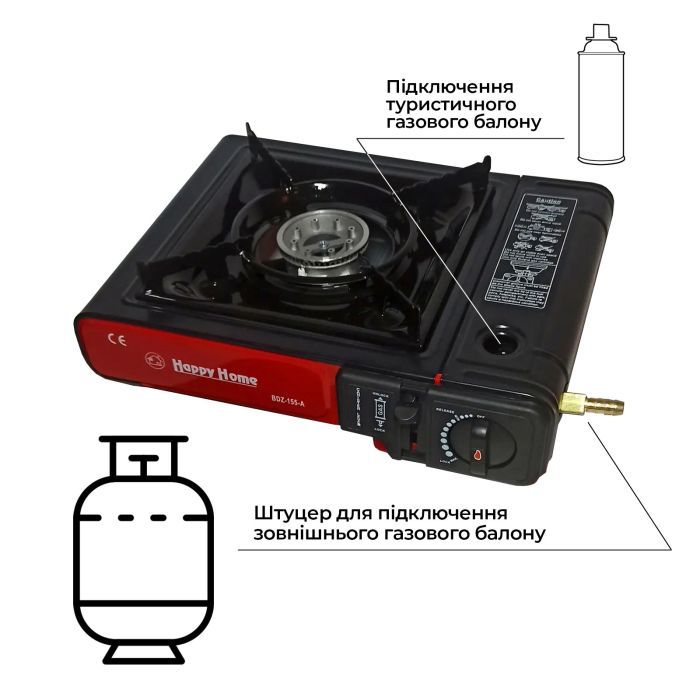 Портативная газовая плитка Happy Home BDZ-155-A Dual изображение 2