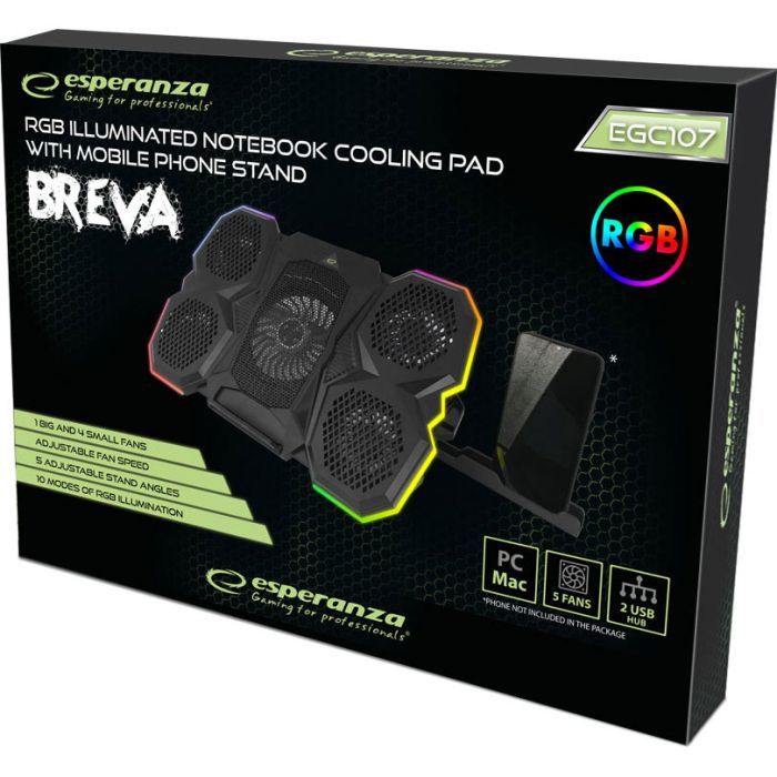 Подставка для ноутбука Esperanza EGC107 with RGB Breva + mobile stand (EGC107) изображение 7