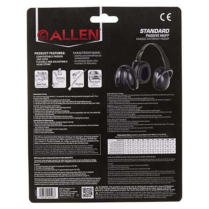 Тактичні навушники Allen Standard Passive Black (2274) зображення 6