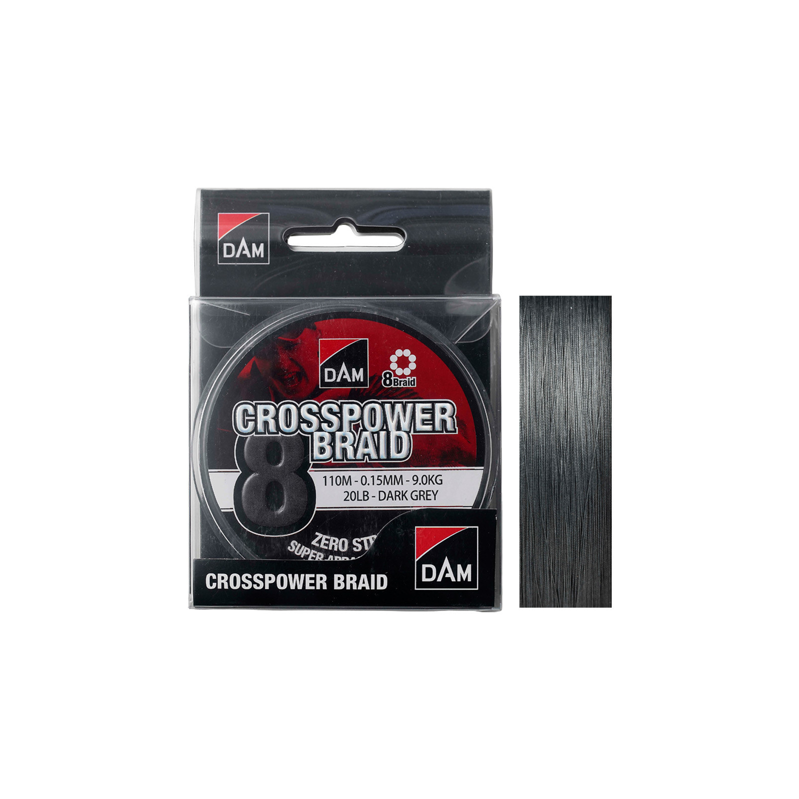Шнур DAM CROSSPOWER 8-BRAID 110м 0,10мм 5,4кг/12Lb (dark grey) (60077)