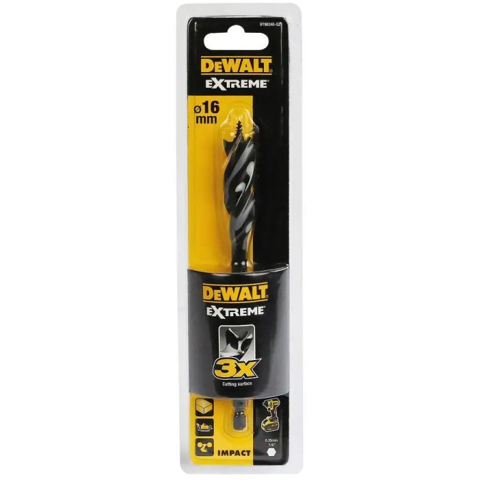Сверло DeWALT по дереву спиральное, D=16 мм, L=152 мм, WL=100 мм, 1 шт (DT90240)