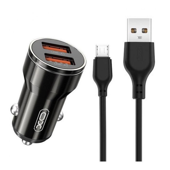 Зарядное устройство XO CC48 Smart Metal 2USB + cable MicroUSB (XO-CC48m-BK)