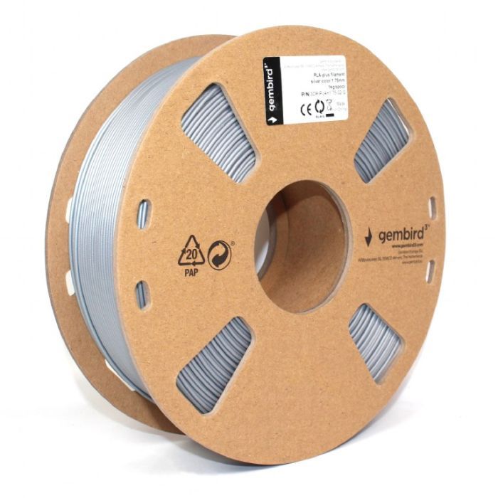 Пластик для 3D-принтера Gembird PLA+, 1.75 мм, 1 kg, gray (3DP-PLA+1.75-02-GR) изображение 2