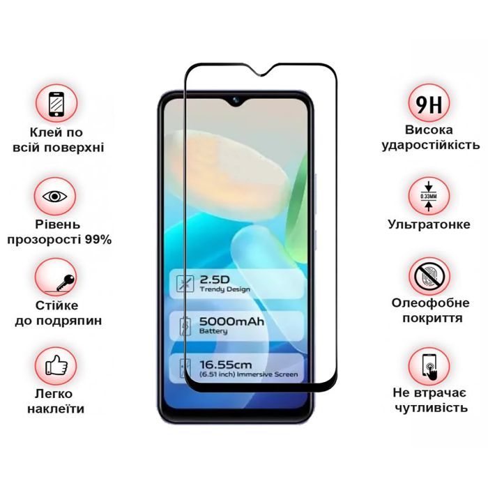 Стекло защитное BeCover Vivo Y02/Y02A Black (709275) изображение 4