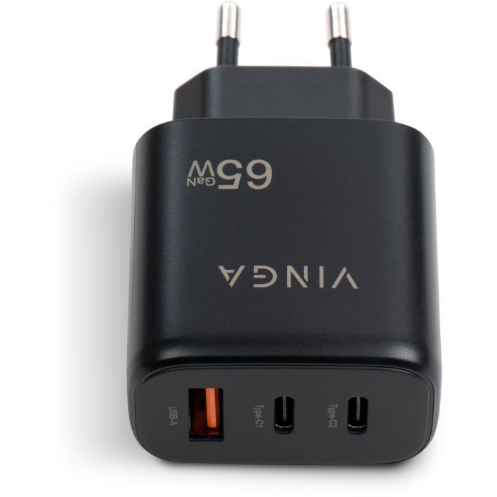 Зарядний пристрій Vinga GaN 65W PD+QC 2C1A ports Wall Charger (VCPCHCCA65B) зображення 5