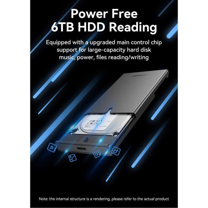 Карман внешний Vention 2.5" HDD/SSD USB 3.0 Micro-B Black (KPAB0) изображение 5