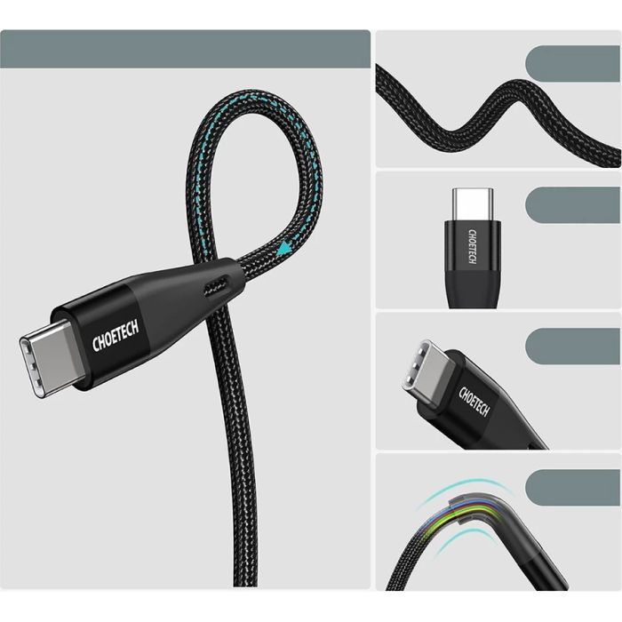 Дата кабель USB-C to USB-C 1.2m USB 2.0 60W Choetech (XCC-1003) изображение 3